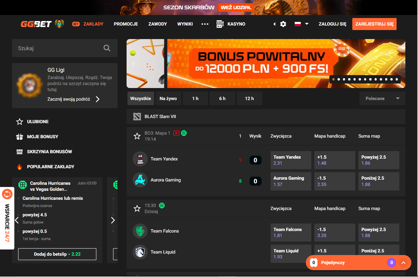 GG.bet_Zrzuty ekranu_Strona główna