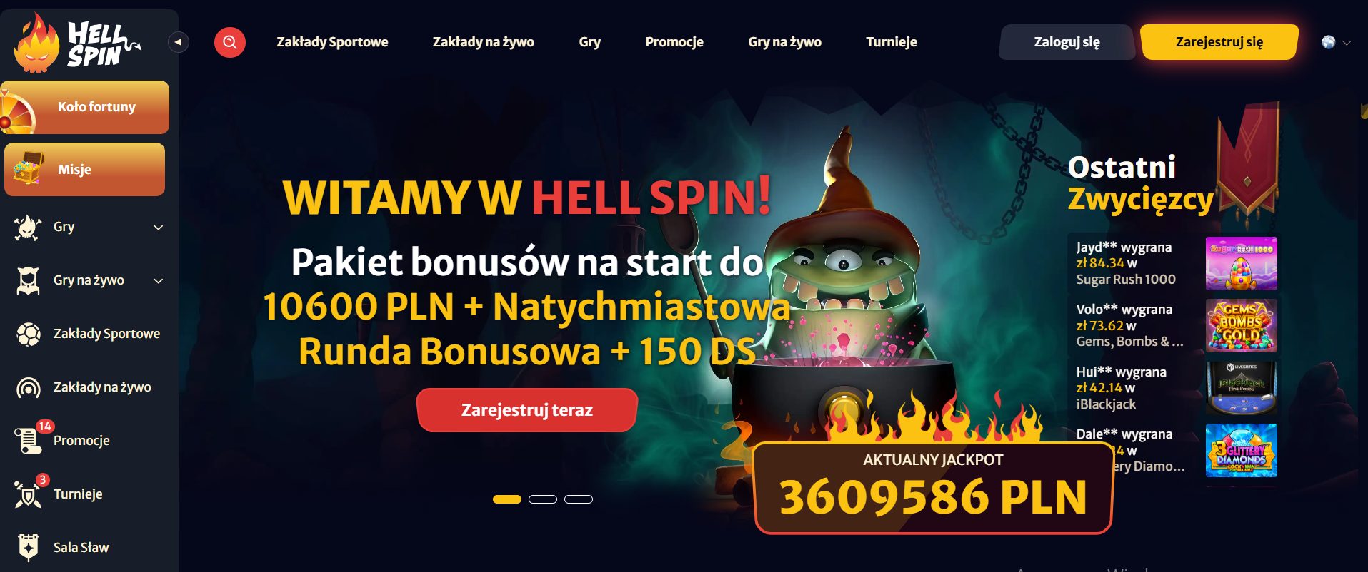 Hell_Spin_Zrzuty ekranu_Strona główna