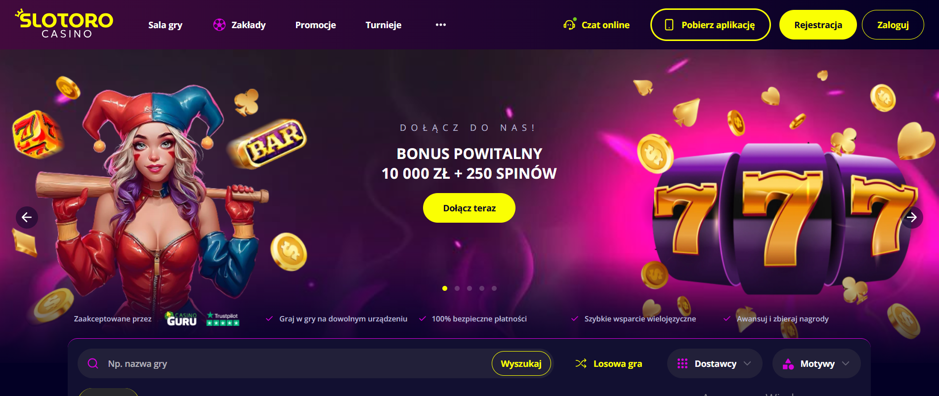 Slotoro_Zrzuty ekranu_Strona główna